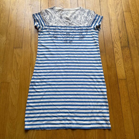 Vineyard Vines Size XS Blue & White Striped Scarf Print T-Shirt Mini Dress - Picture 4 of 16